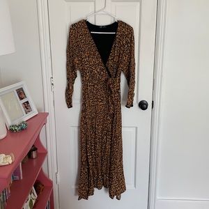 Zara Abstract Leopard Print Midi Dress